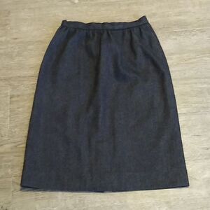 Vintage 70s Wool Union Made Dark Gray Pencil Midi Skirt XS